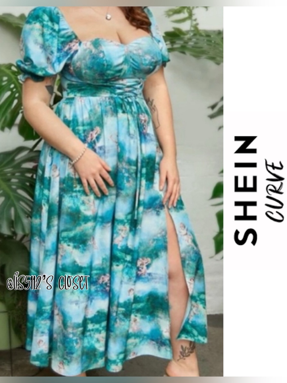 SHEIN Curve Cherub Angel Corset Peasant Cottagecore Puff Sleeve Midi Dress 3XL